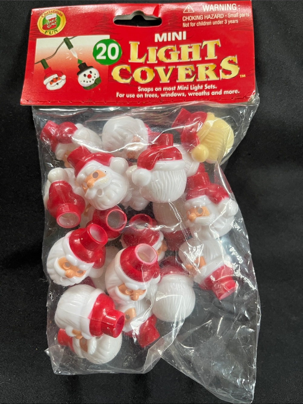 20 Vtg Mini 1” Blow Mold Santa Head Christmas Light Covers NIP Holiday Decor